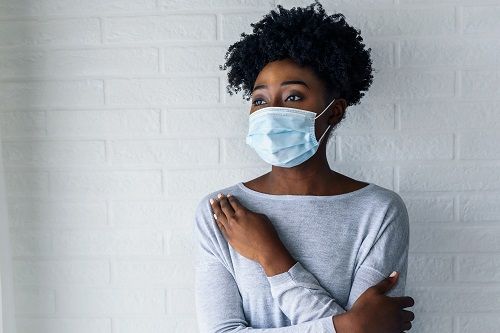 African American woman wearing a face mask