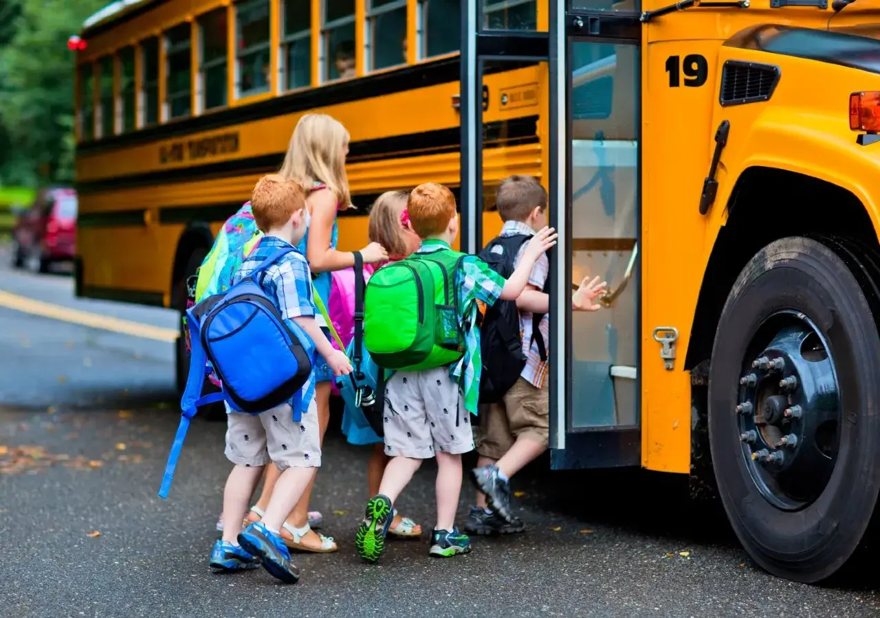 traffic-noise-school school kids going on a school bus