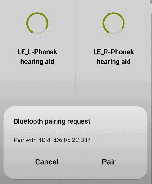 hearing aid pair android phonak